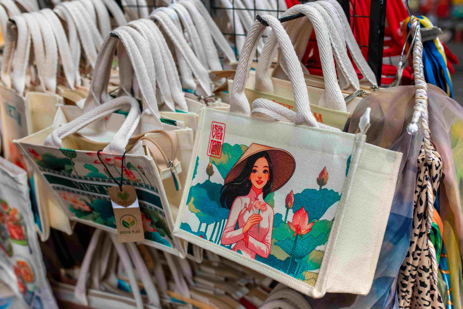 Custom printed carry bags prepared for brand packaging