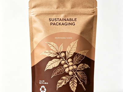 Kraft-look Mono PE flat bottom pouch with zipper for organic snack packaging