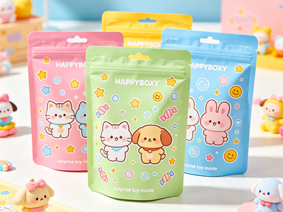 Foil-lined flat bottom zipper pouch for blind box and designer toy packaging