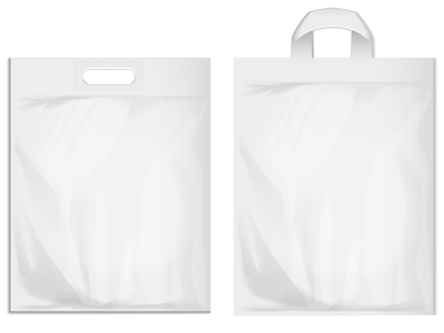 Printed plastic carrier bags with reinforced die-cut handles