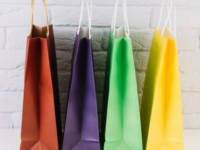 Natural kraft paper shopping bags with twisted paper handles