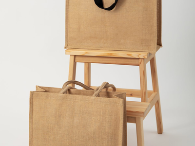 Green custom PP non-woven tote bags with stitched handles