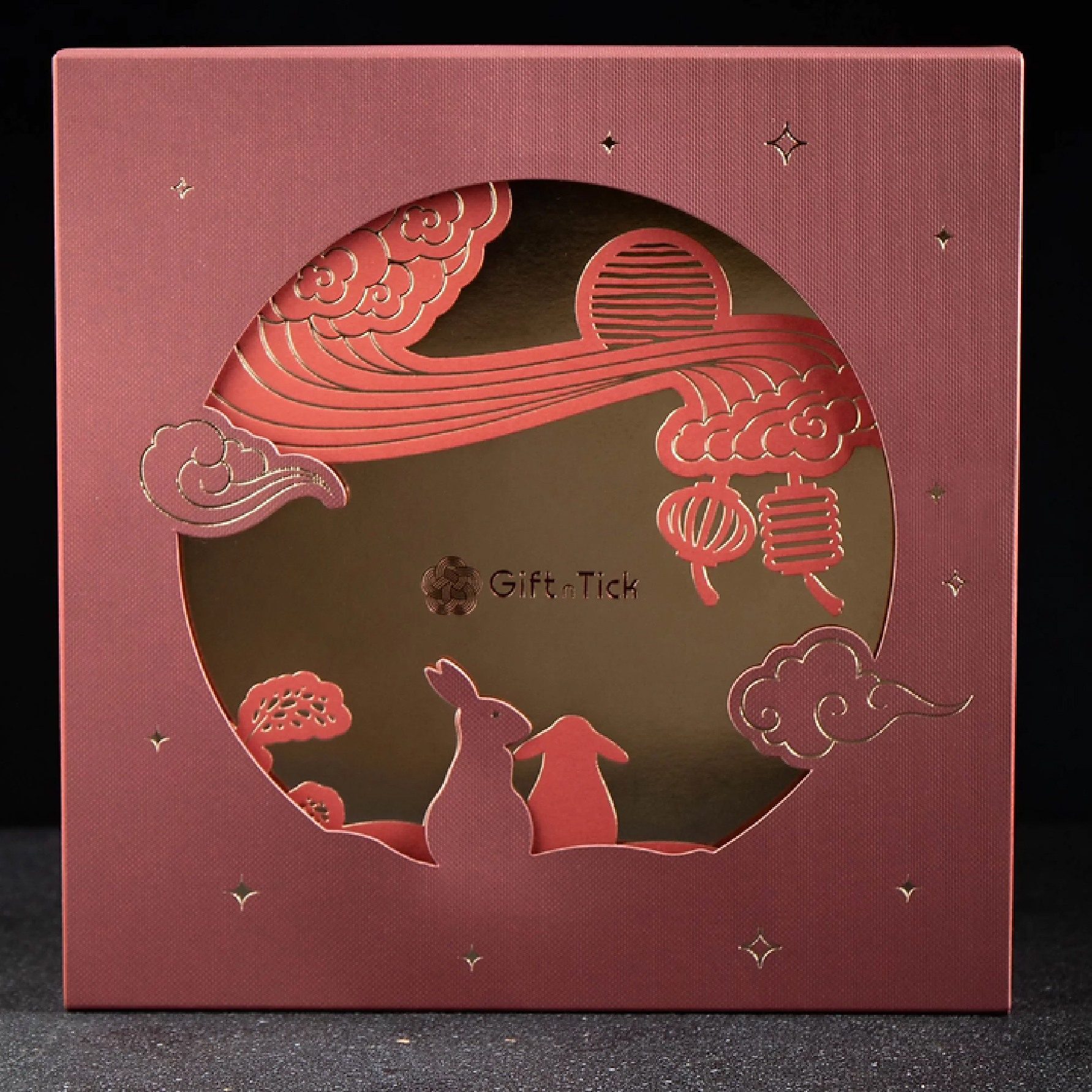 A magnetic book-shaped hard box with Mid-Autumn Festival design elements