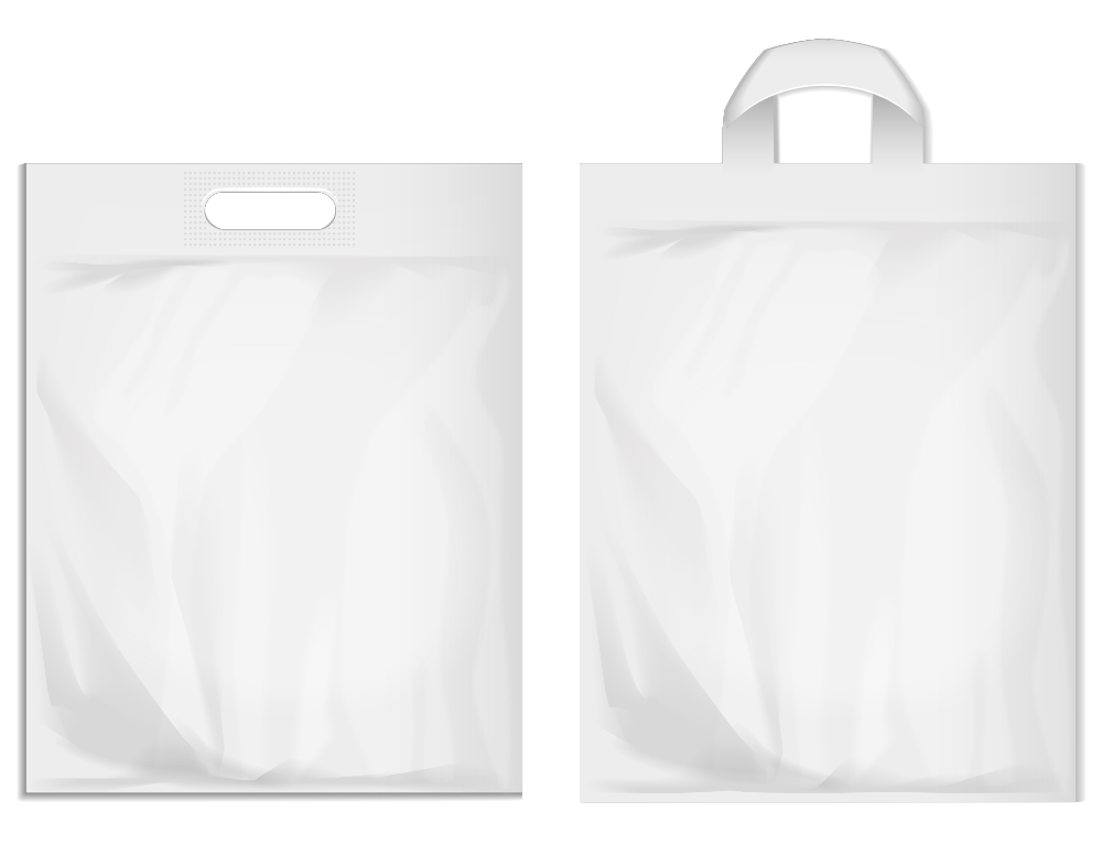 Printed plastic carrier bags with reinforced die-cut handles