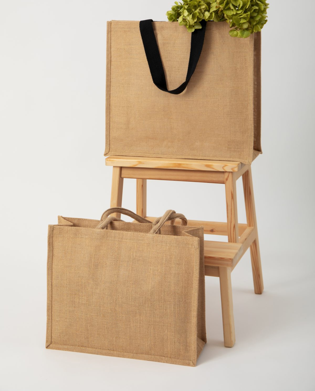 Green custom PP non-woven tote bags with stitched handles