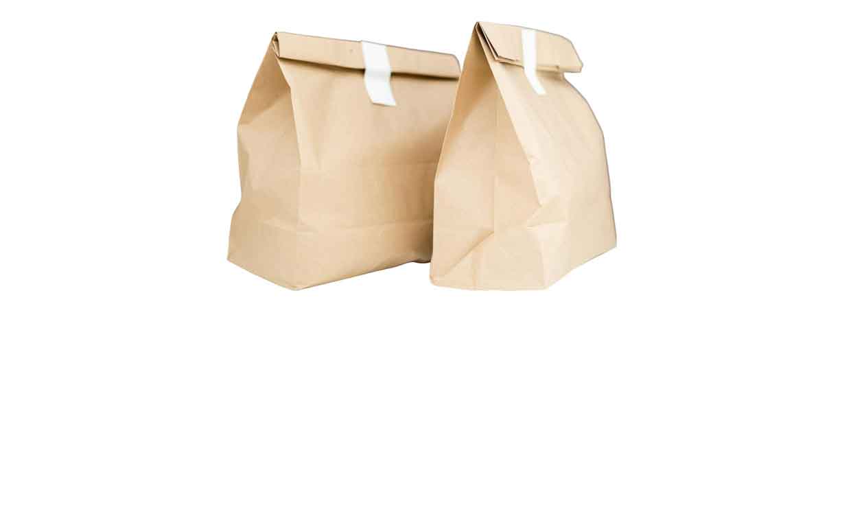 Kraft paper takeaway bags for restaurant and café orders