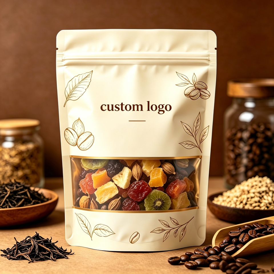Mylar foil side gusset pouch with clear window and zipper for coffee and snack packaging